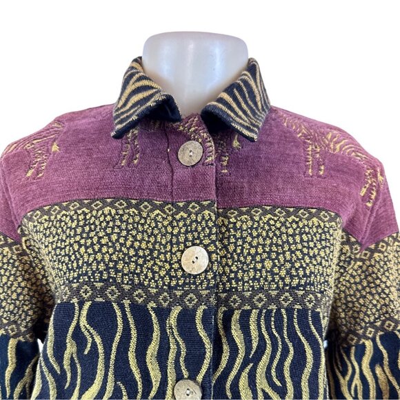 Sag Harbor Womens Multicolor Zebra Print Button-Up Jacket Sz 10 - Picture 4 of 7